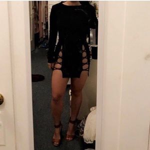 Black Dress with criss cross bottoms